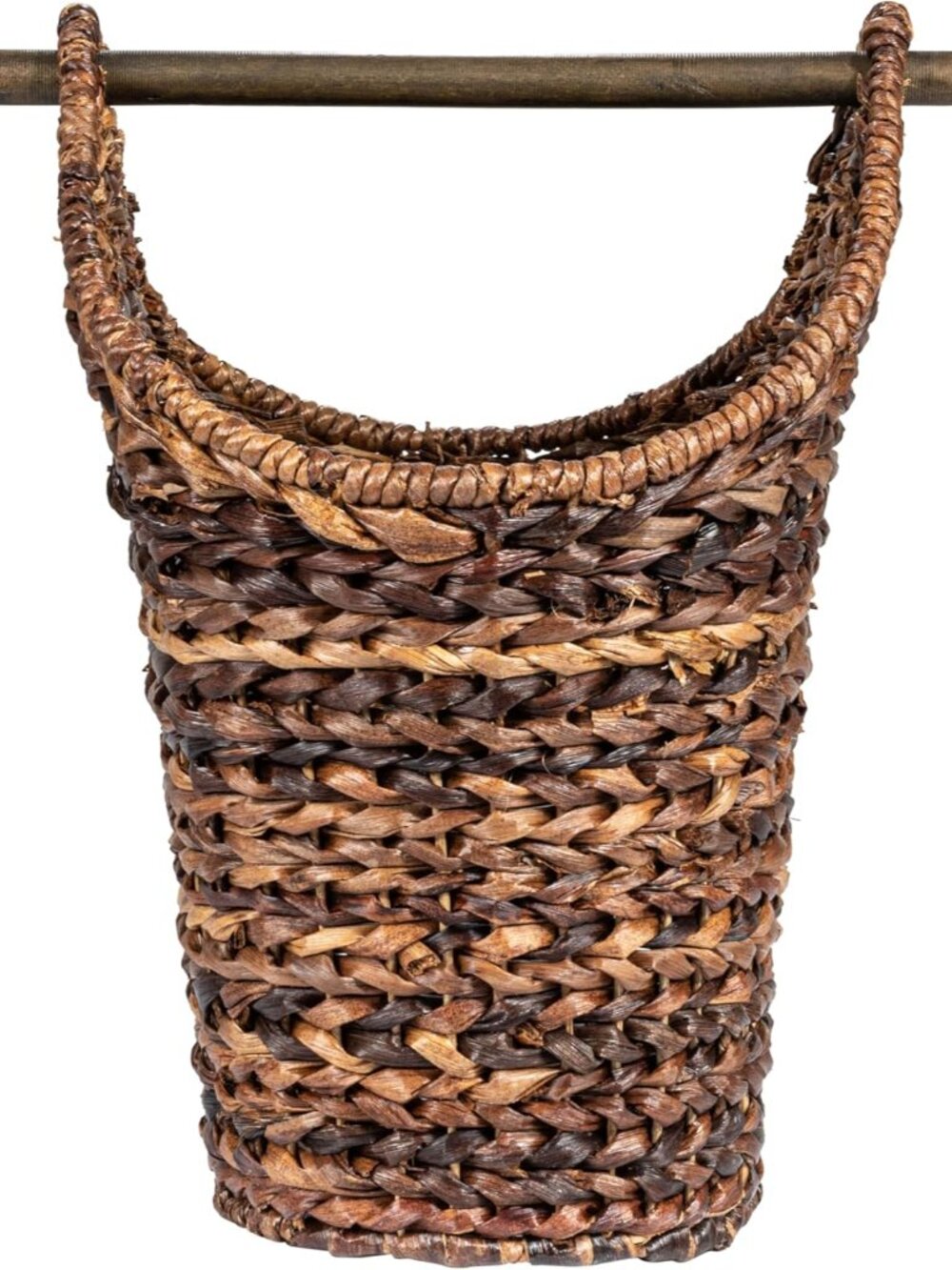 Boho Oval Braided Bankuan Bathroom Tissue/Toilet Paper Basket with Wood Handle, - Picture 6 of 8